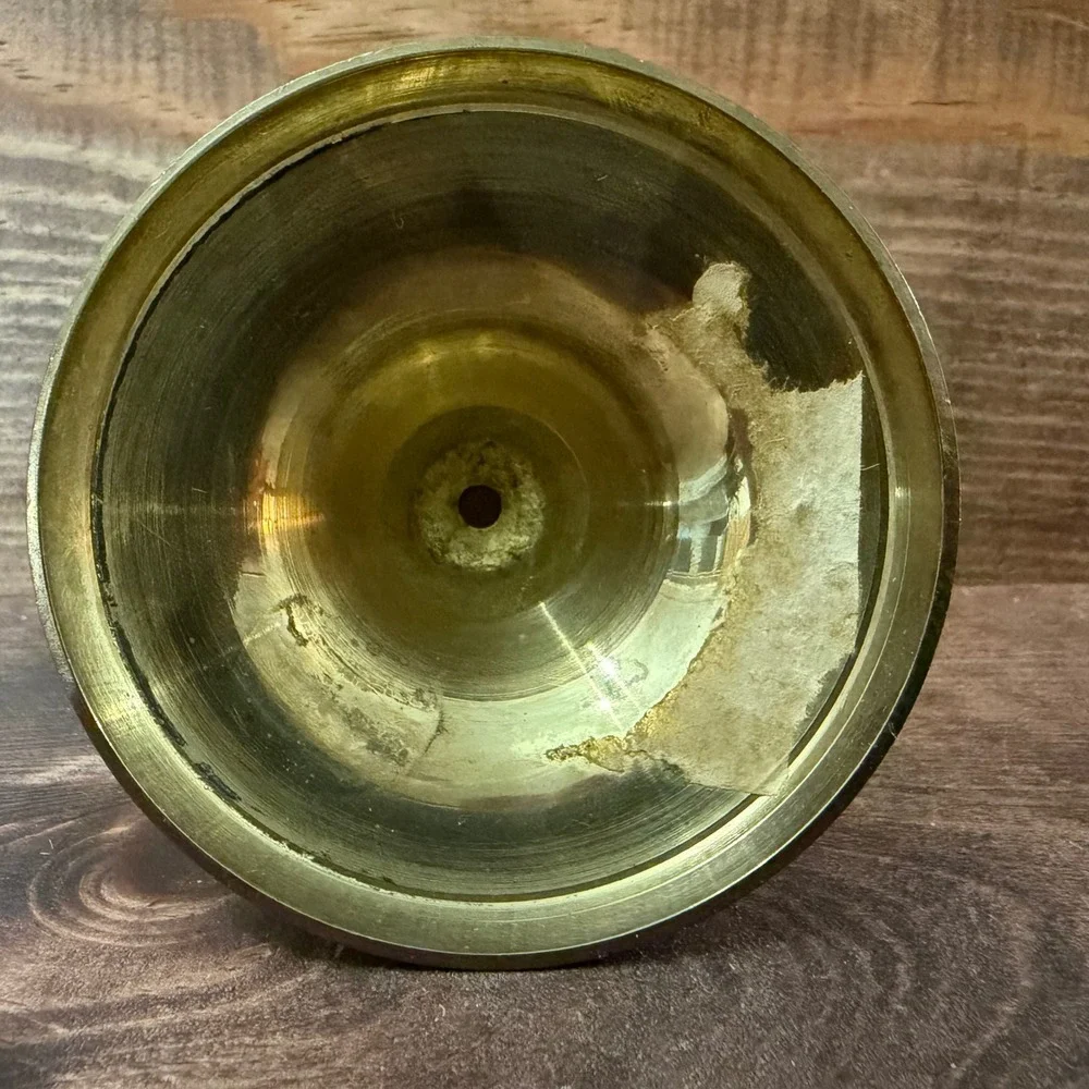 Vintage Solid Brass Taper Candlestick Holder Rope Twist Base READ